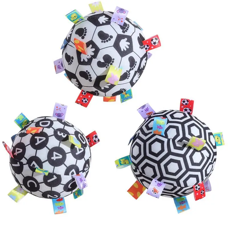 

Plush Rattle Ball Plush Multi Sensory Toy With Rattle High Contrast Colors Fine Motor Skill Toy Ribbon Tag Ball For Kids Ages