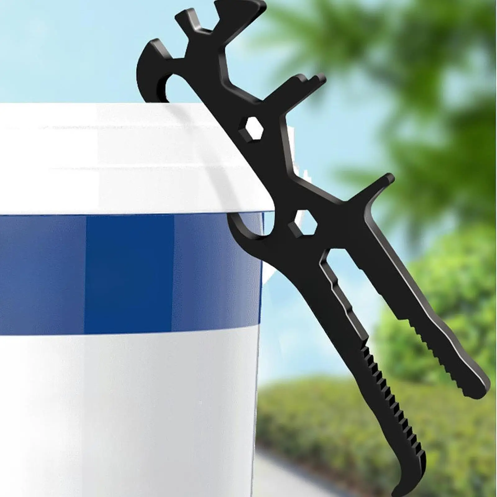 

Multifunctional Tool Bucket Opener Spanner 8.6inch Long Ergonomic Handle for Home Maintenance Sturdy Portable Can Lids Remover