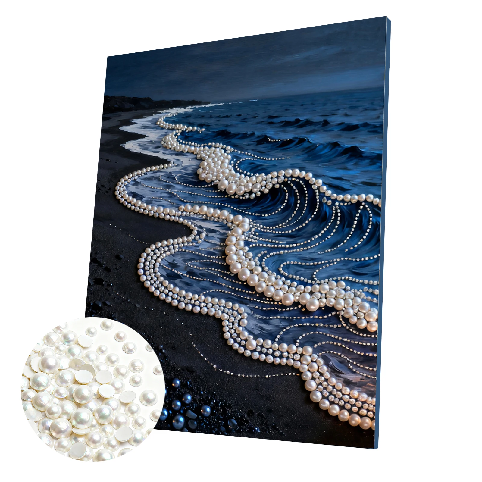 

Sea Waves DIY Pearl Painting Kit for Adult Home Wall Decor 40x50cm With Frame