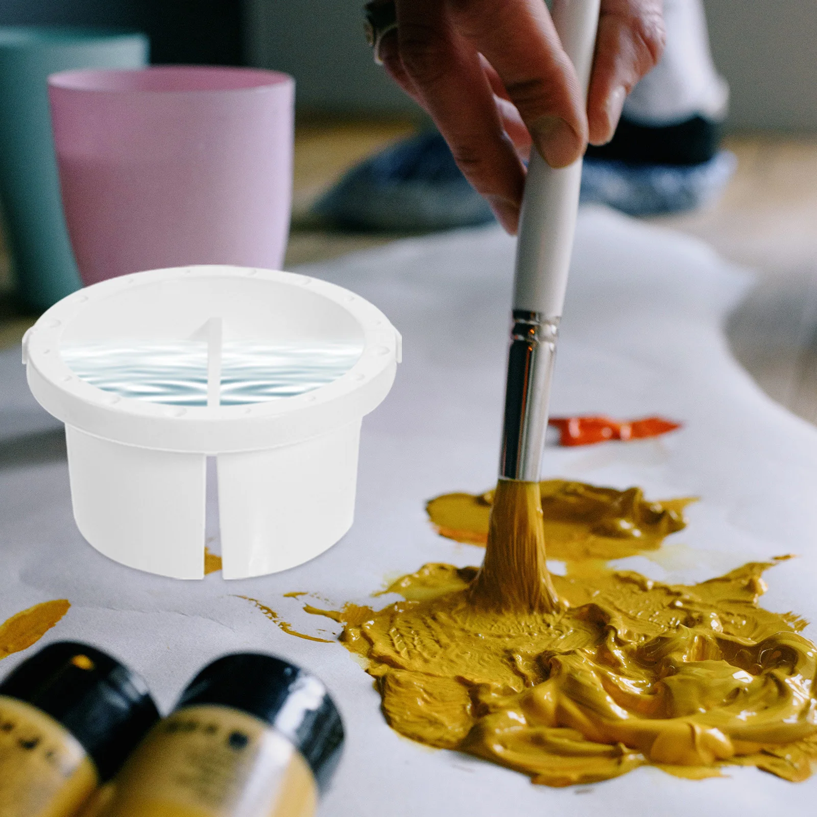 Practical Wear-Resistant Paintbrush Organizer and Pigment Mixing Bucket for -Term Use