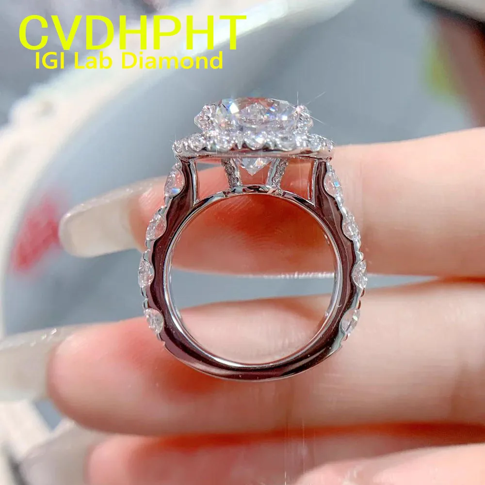 

IGI Lab Growing Diamond Ring Round D Color 1 2 3 4Ct Solid 9K White Gold Ring Diamond wedding ring Factory Engagement Ring