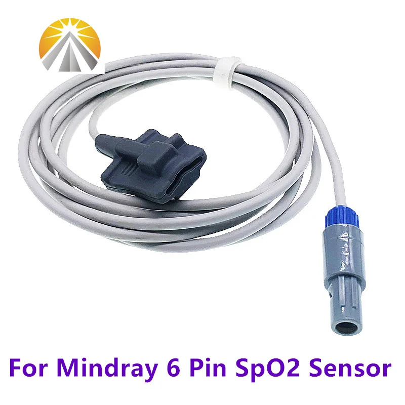 6 Pin Dual สล็อต SpO2 Sensor สําหรับ Mindray PM7000 PM8000 MEC1000 ผู้ใหญ่เด็ก Neonate Veterinary สัตว์ประเภท Pulse Rate SAO2 Probe