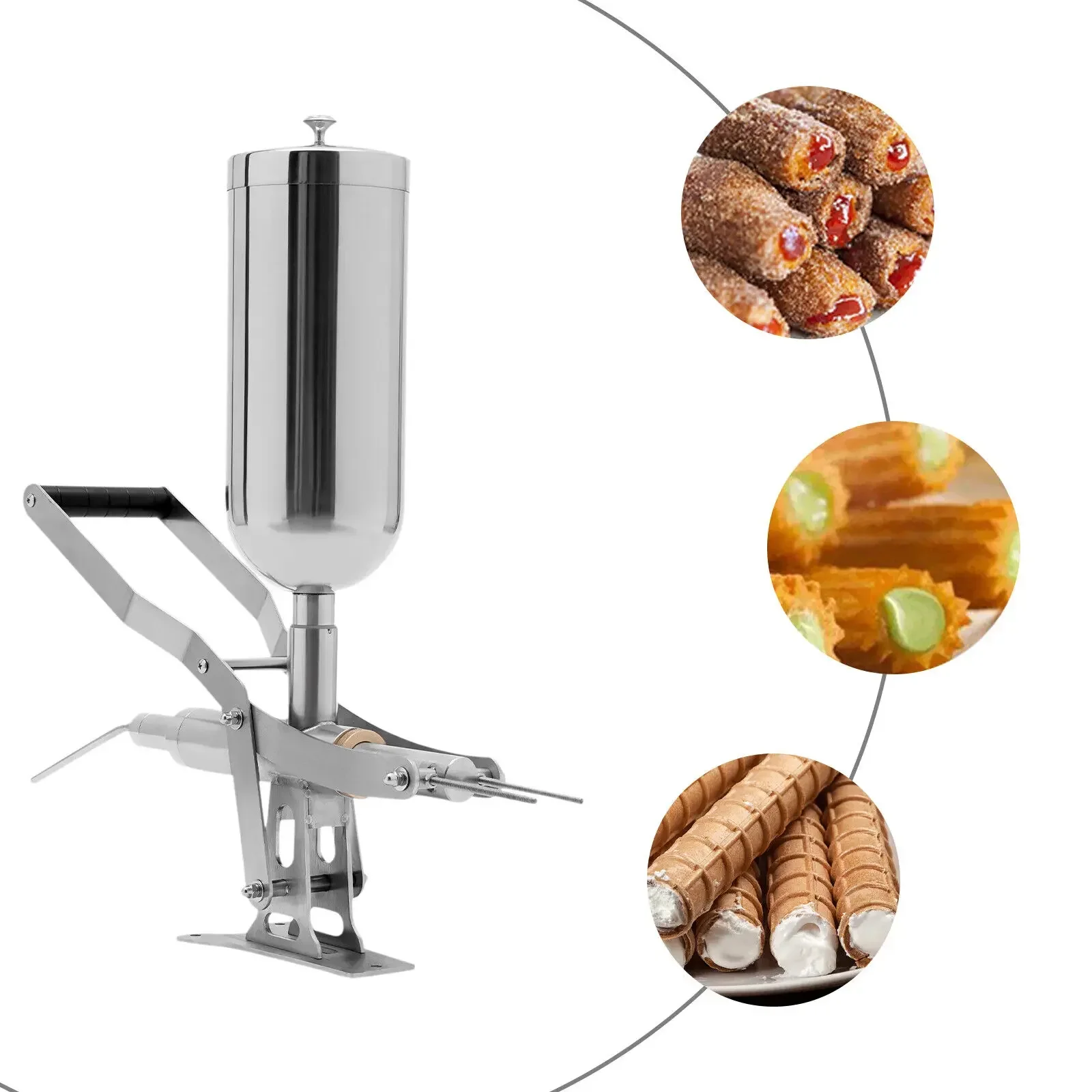

Manual Donut Filler Machine Stainless Steel 5L Commercial Pastry Injector for Cream Jam Filling