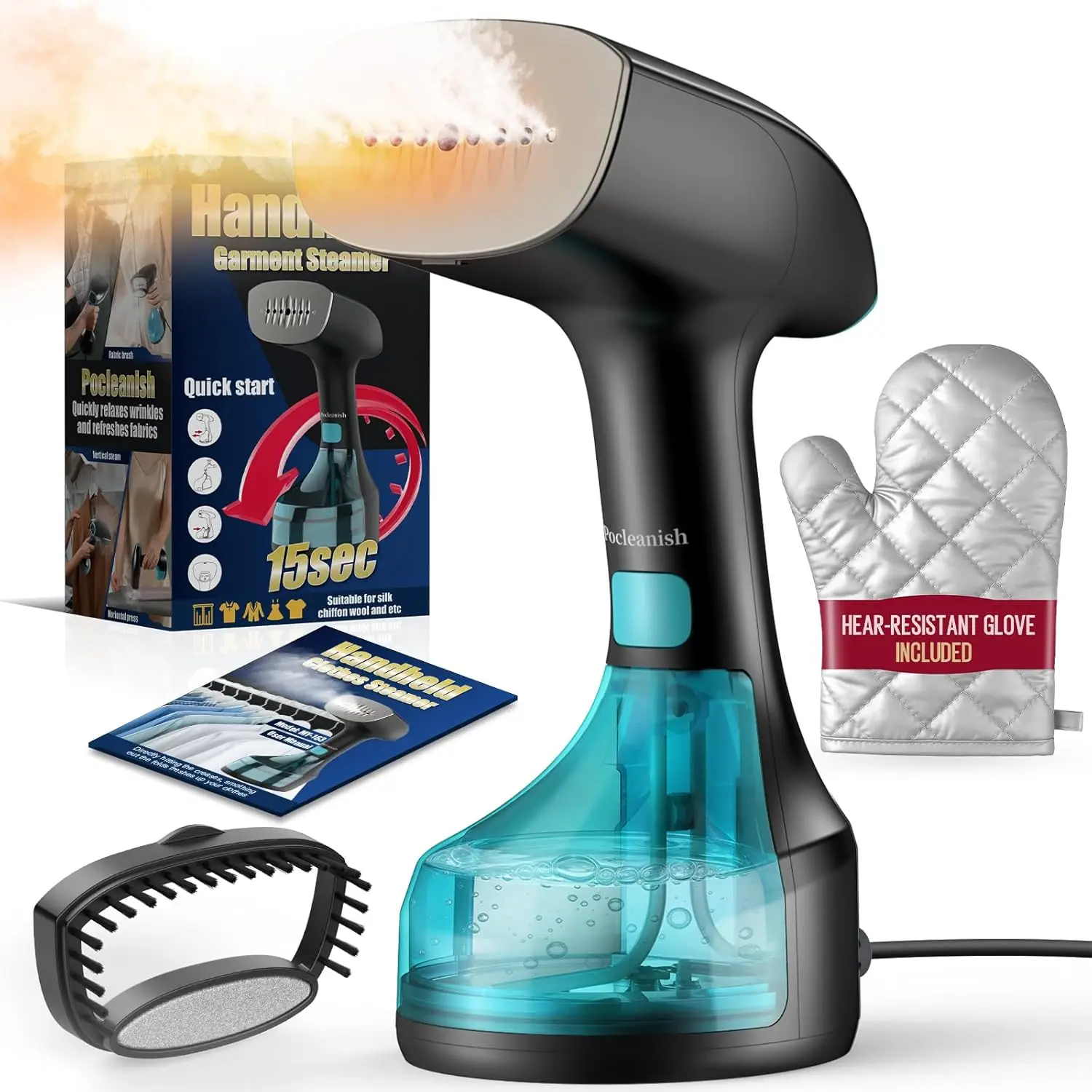 

Портативный ручной отпариватель для одежды 1900 Вт с 3 режимами, щеткой для ткани, емкостью 300 мл для удаления складок