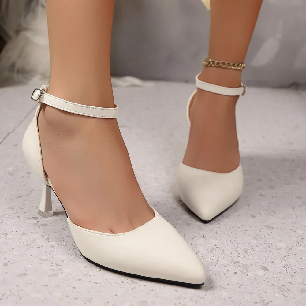 2026 New Off White Heels  Women in The Summer Ofnew Pointed Professional Work Shoes, Detailed Order Shoes Toe Cap Sandals