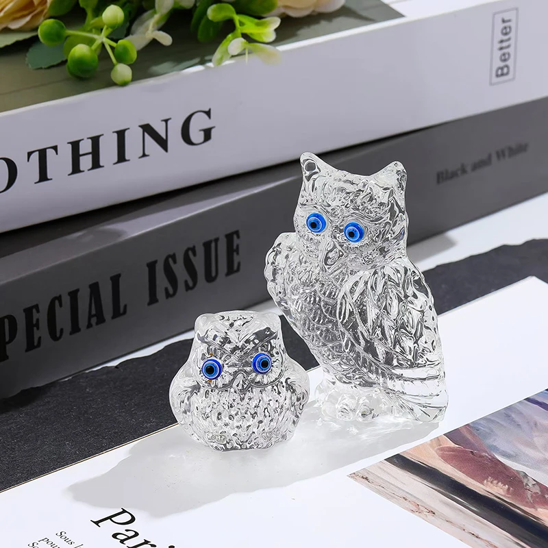 Three color crystal owl statue creative arts and crafts tabletop living room decoration cat lover