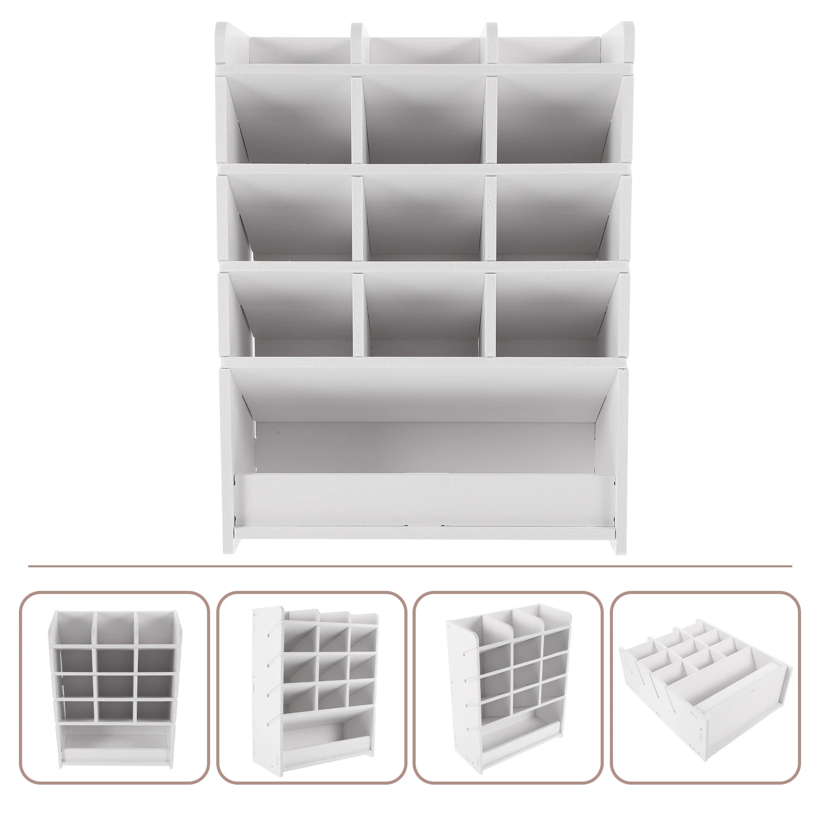 

Desk Organizer Box Large Capacity Multi Compartment Desktop Stationery Storage Rack For Office School Home Wooden Style