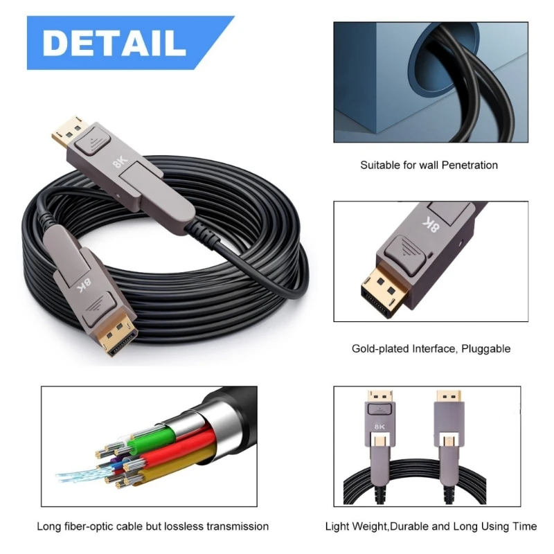 DisplayPort to DisplayPort Cable 8K Resolution@60Hz Gold Plated DisplayPort 1.4 Dropship