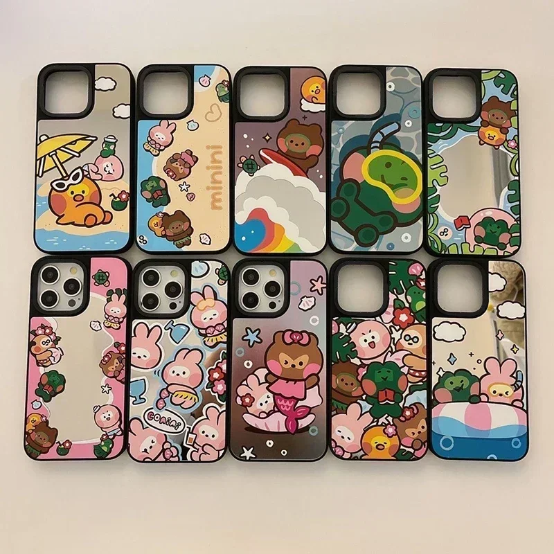 Cartoon Summer Diving iPhone 11 12 13 14 15 Pro Max Mirror Surface MagSafe Case Cover Shell