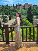 Print Tassels One-piece Long Dress Women Elegant Scarf Collar Sleeveless Backless Slim Party Dresses New Fashion Ladies Vestidos - Image 3