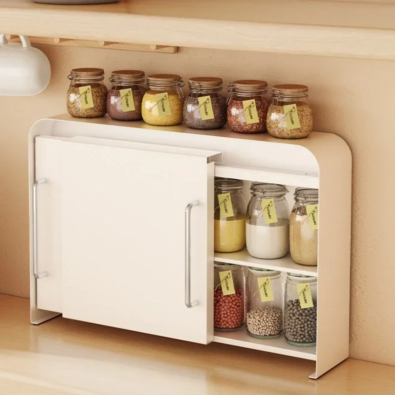 Multi-Layer Seasoning Shelf - Dust-Proof Spice Rack With Drawing Design Partitioned Kitchen Organizer New Arrivals Hot Sale