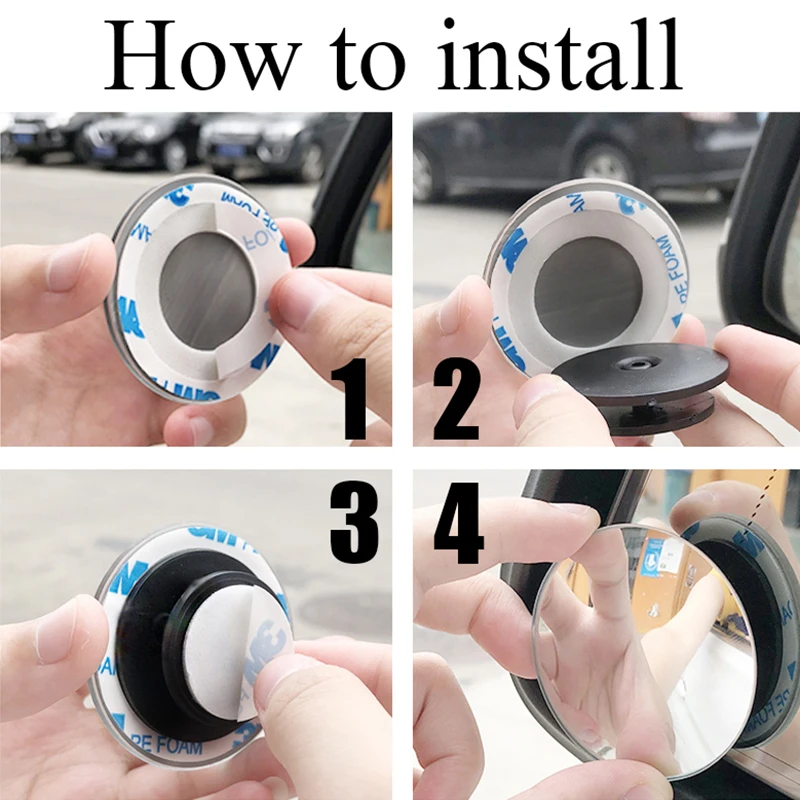 Car Blind Spot Mirrors Universal Auto Rainproof Anti-Fog Adjustable Angle Wide HD Glass Frameless Convex Rearview Mirror