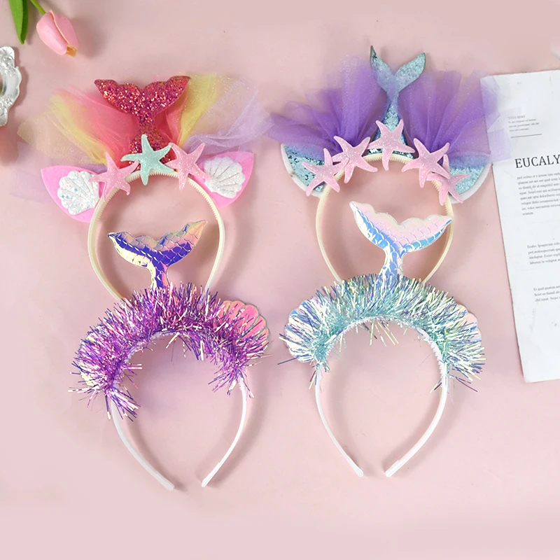 

1pc Sparkling Mermaid Tail Hair Hoop Girl Birthday Party Gift Hair Accessories Children Princess Decoration Clothing Props