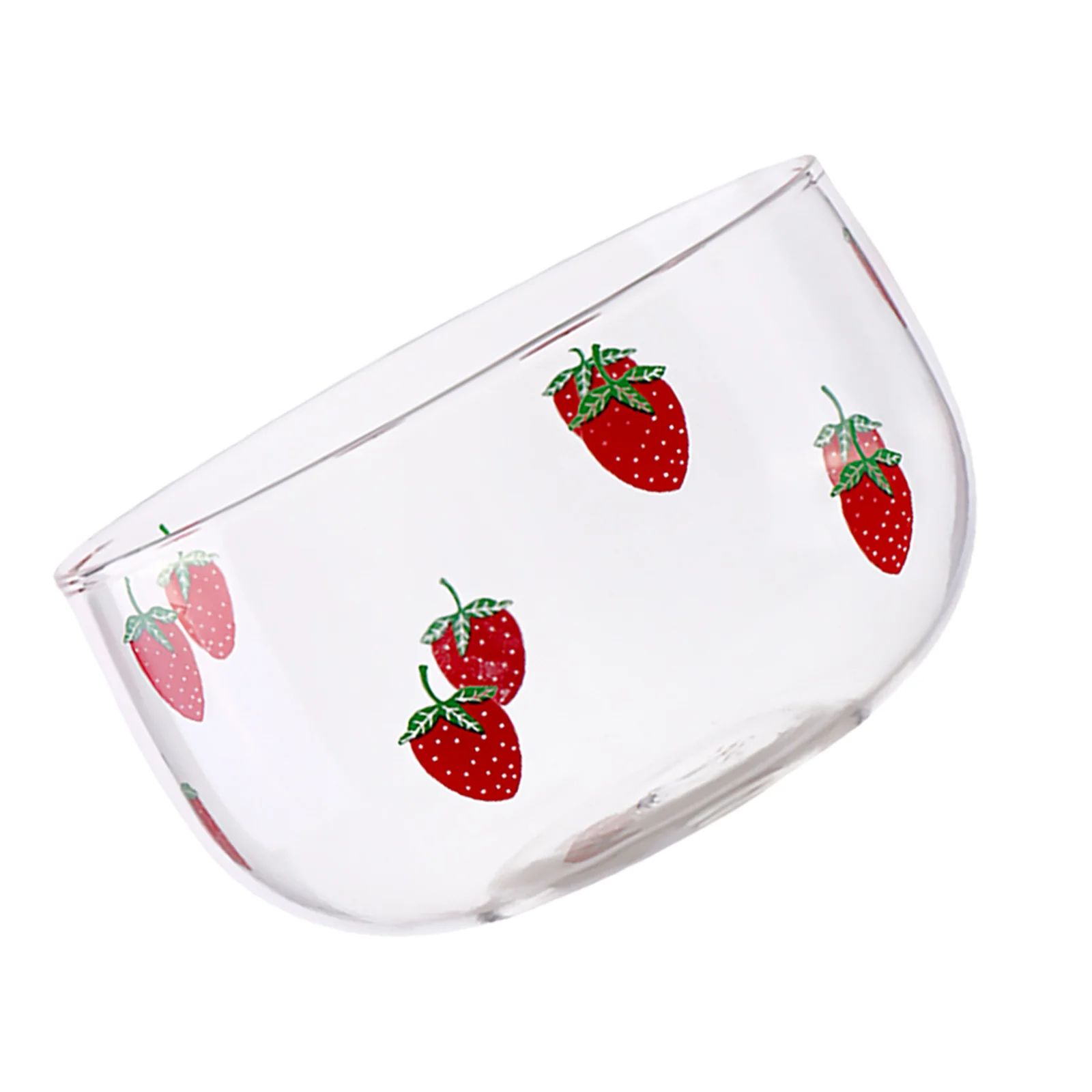 

1Pcs Chic Design Glass Bowl Strawberry Pattern Salad Dessert Container Kitchen Storage Smooth Fine Workmanship