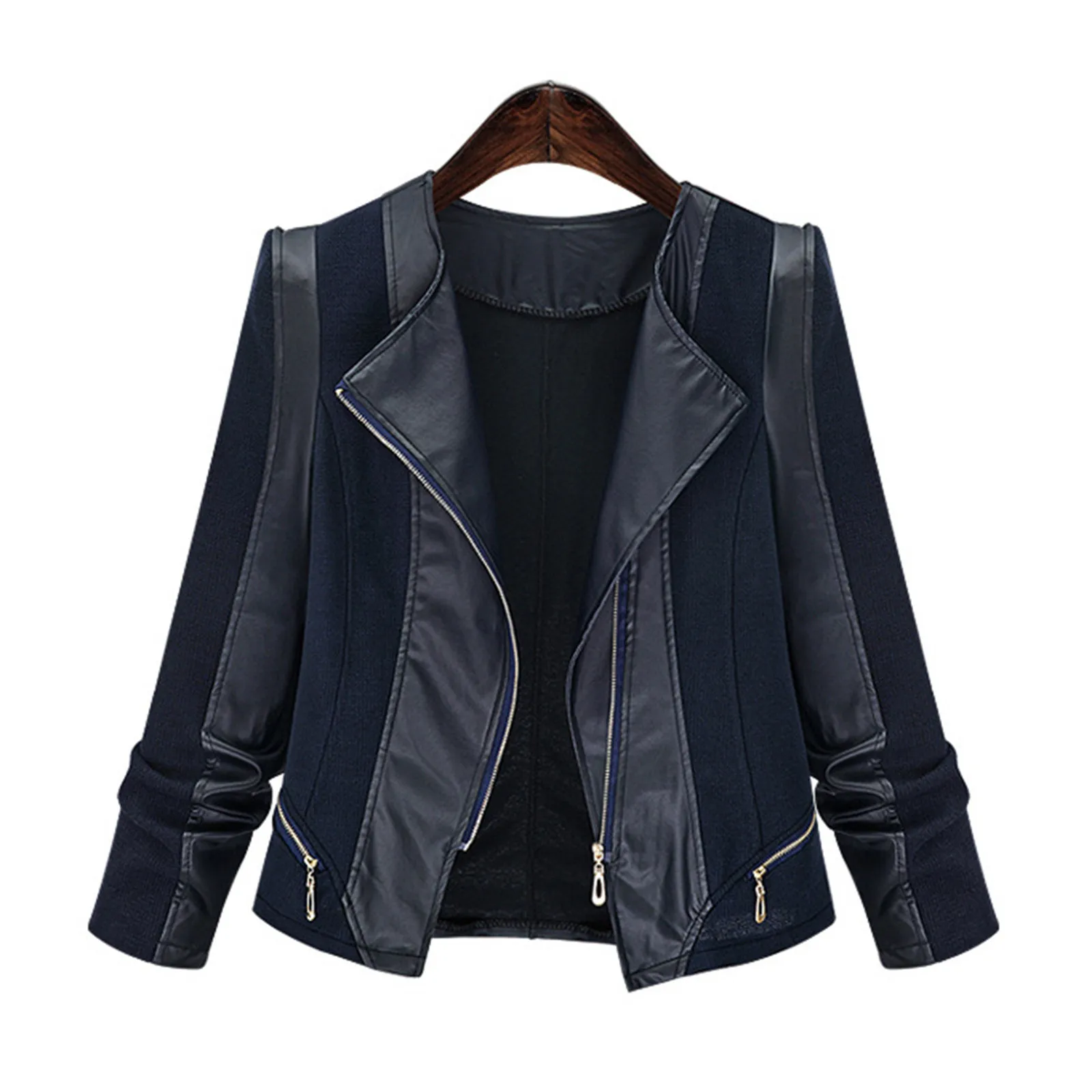 Chaqueta de cuero sintético para mujer, abrigo ajustado, informal, Tops de tendencia urbana, ropa de otoño e invierno, novedad de 2024