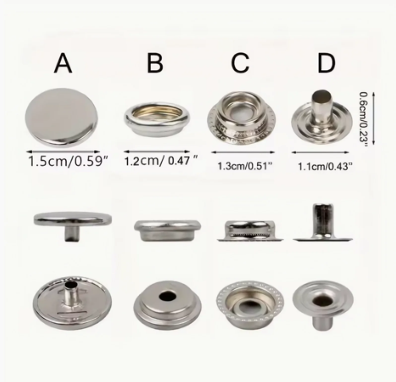 100PCS Stainless Steel Canvas Snap Fastener Kit Snap Fastener, Used For Boat Cover, Sewing Leather, Tent