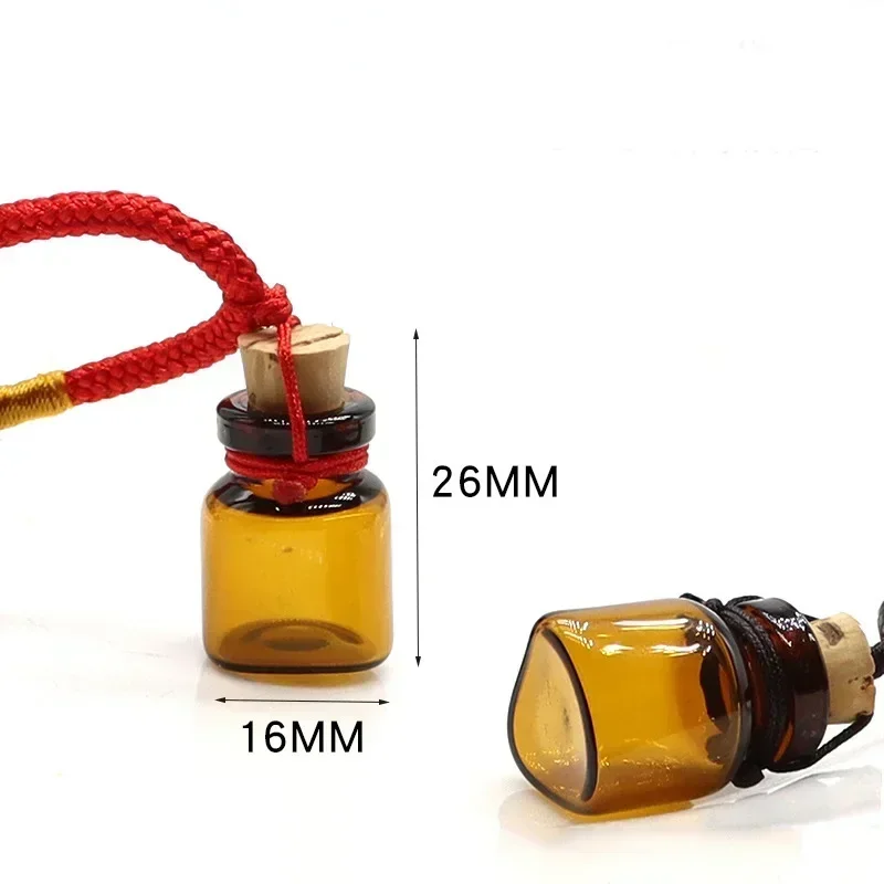 2ml Mini Brown Perfume Essential Oil Bottle Glass Pendant Urn Wish Lucky Magic  lovers Sweater Chain Jewelry Necklaces