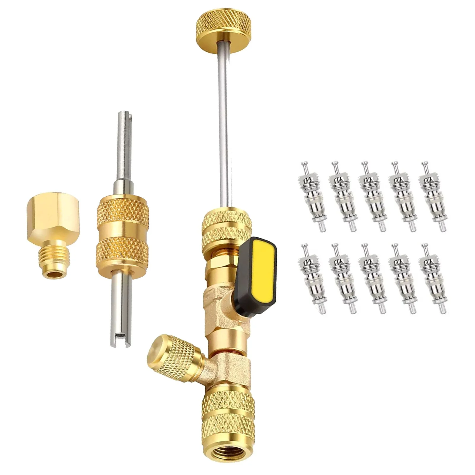 1/4 5/16 SAE Female Male Ports Valve Core Remover Installer Tool For R410A R404A Air Conditioning Accessories Core Grabbing Tool