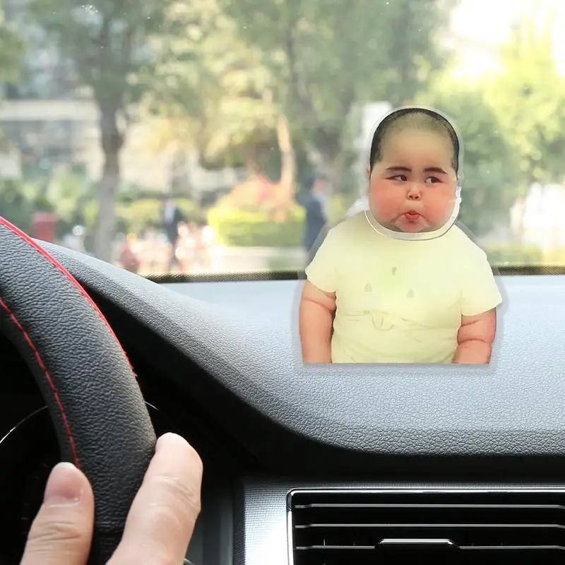 Small Cute Car Dashboard Figures Chubby Kids Shaking Head Dash Ornament Electric Emoticon Figure Decoration For Dining Table