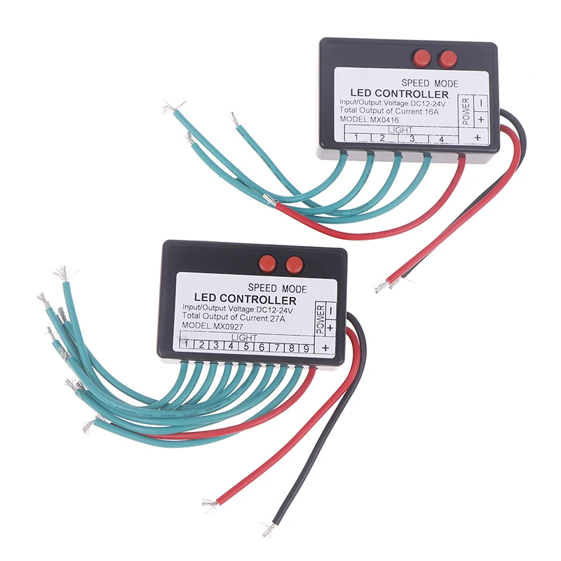 

Single Color LED Strip Light Controller 12V-24V 4CH 9CH Water Burst Flash Horse Sign Luminous Word Exposed Light Box Jump Switch