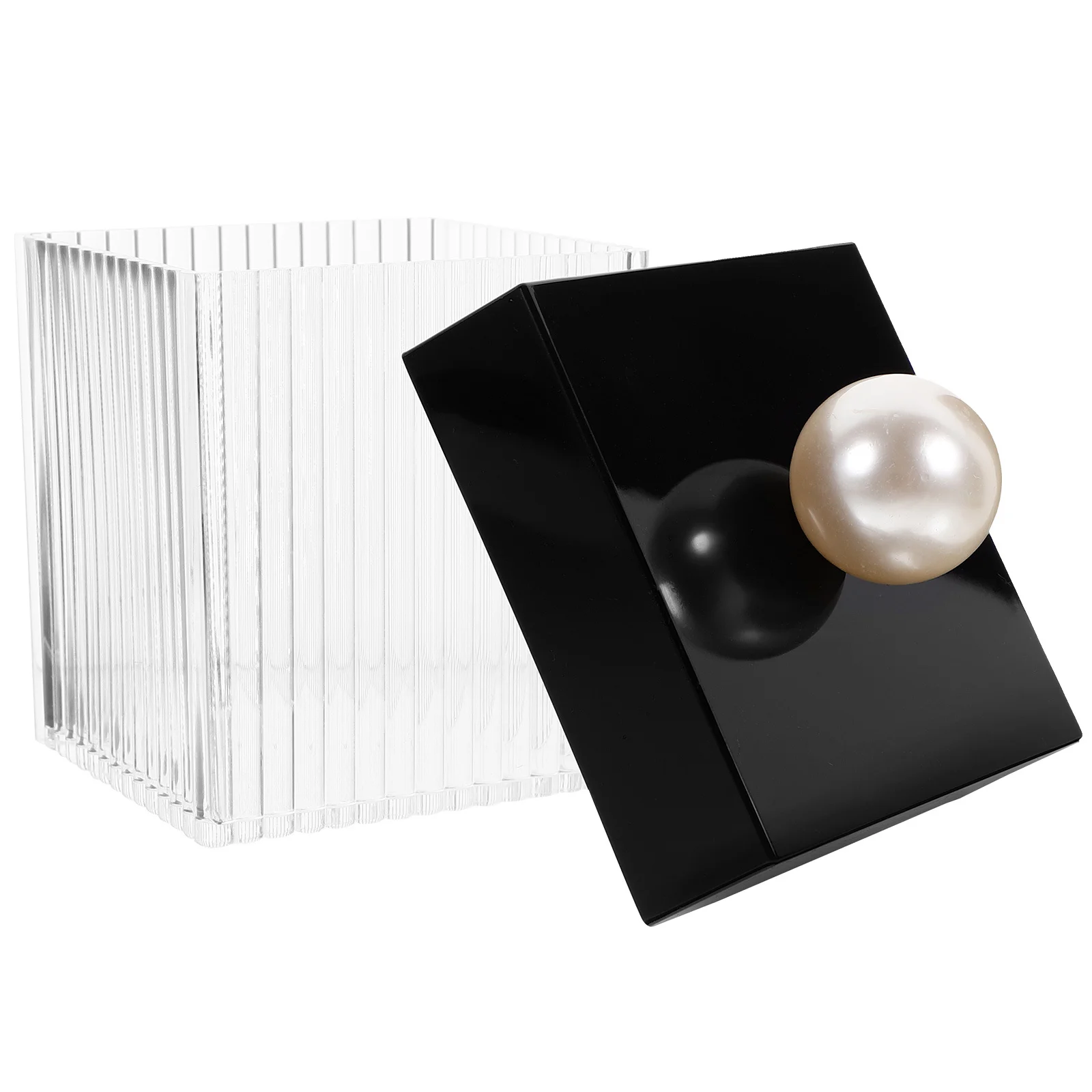 صندوق تخزين أكريليك منظم شفاف لمسحات القطن وسادات المسواك وإكسسوارات المكياج وسطح المكتب وغرفة المعيشة والحمام