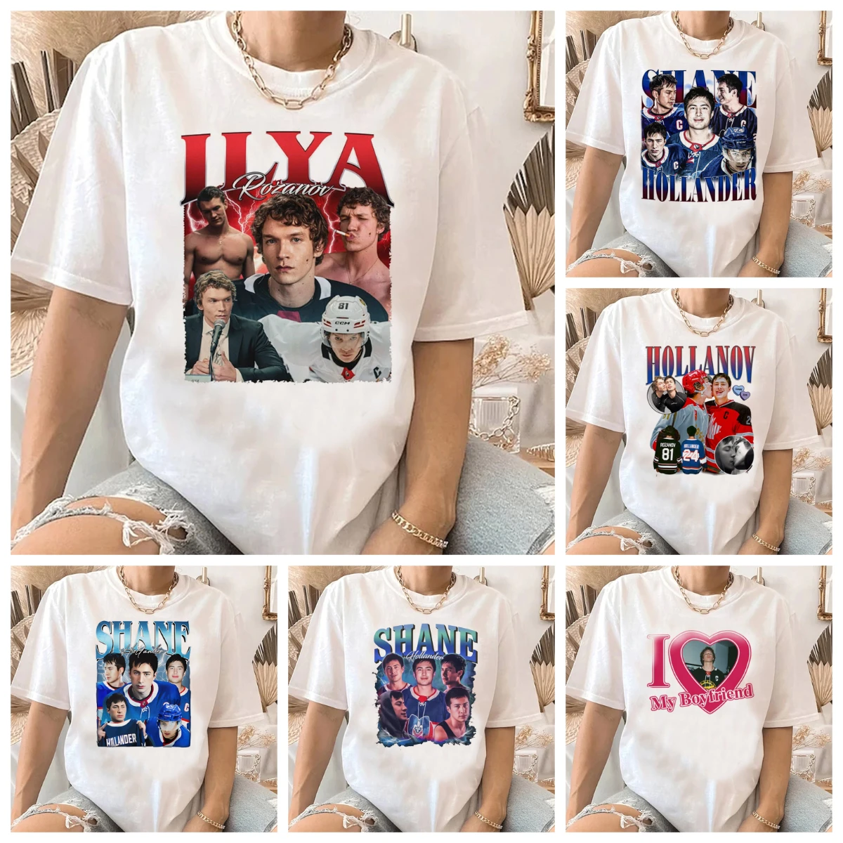Connor Storrie Ilya Rozanov Vintage 90s Graphic T Shirts men women Rivalry Hockey Romance T-Shirt Couple Tops Tees