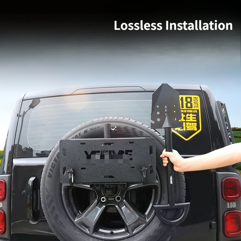 For 23-24New Haval Raptor Spare tire license plate frame flag pole frame support multi-function tail door spare tire frame