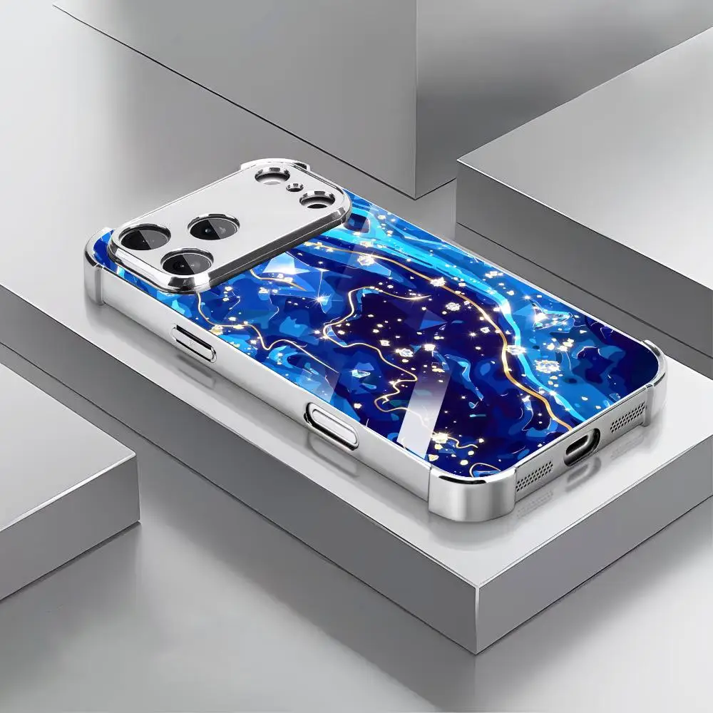 エレガントなディープブルーのテクスチャガラス製スマホケース、 - Phone Cases Rhode のレビューと価格