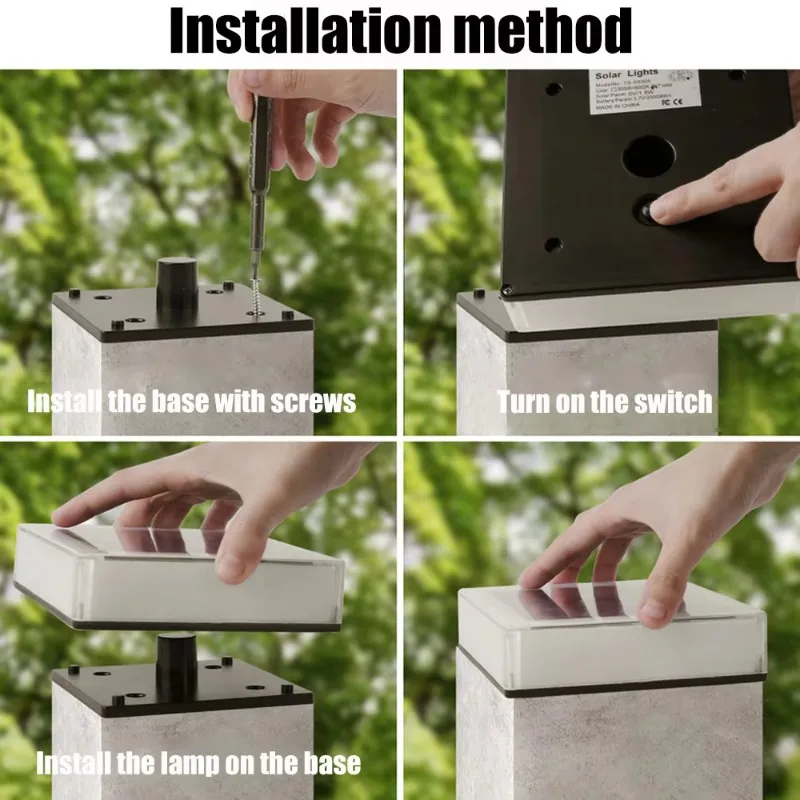 RGB Gradient Garden Light Solar Square Column Light LED Solar Deck Light Outdoor Waterproof Landscape Lighting Decoration