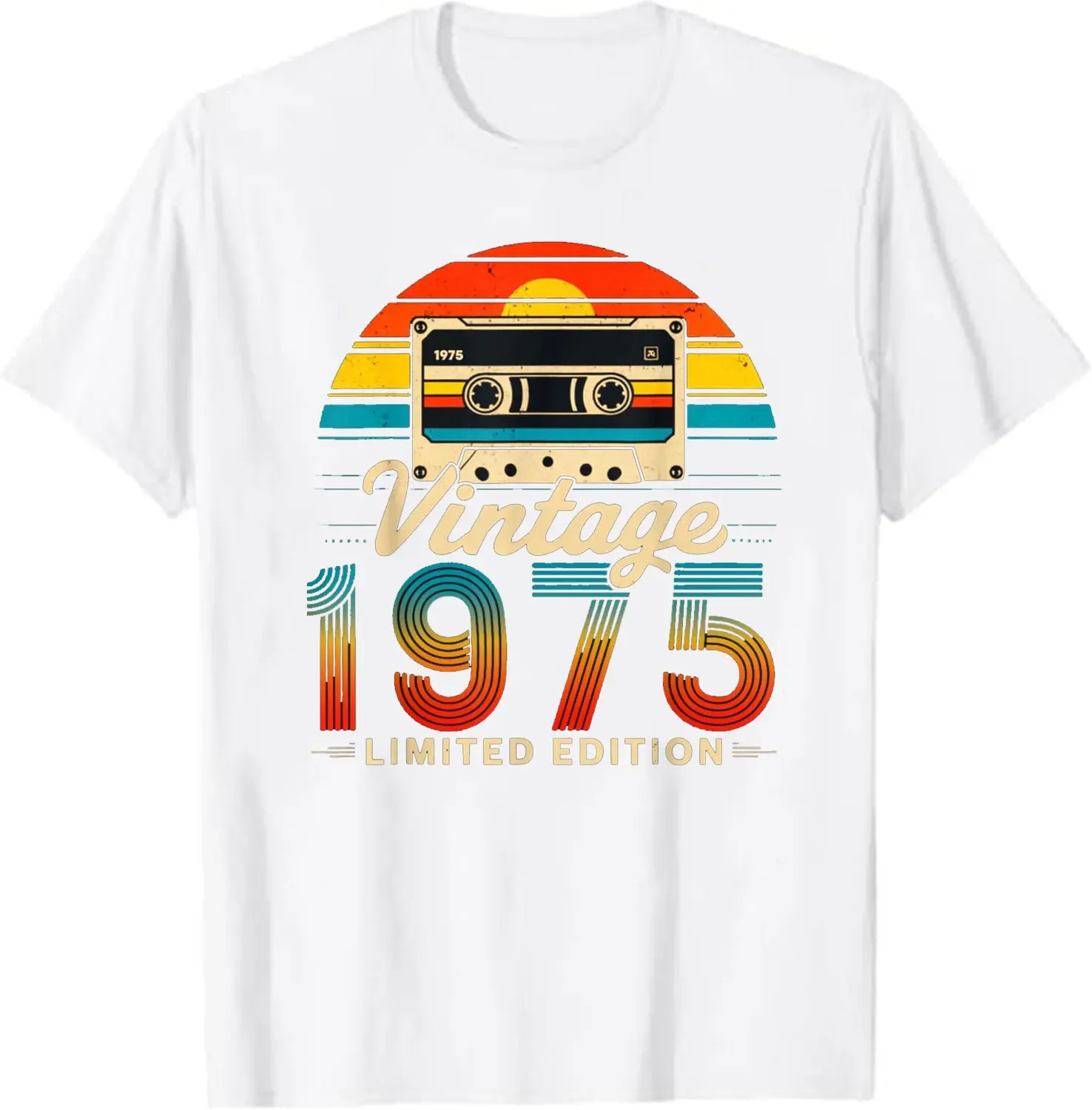 1975 Retro 50th Birthday T-Shirt Old Gifts 50 Years Vintage Born in Funny Y2k Clothes Street Fashion Graphic T Shirts Cotton #6