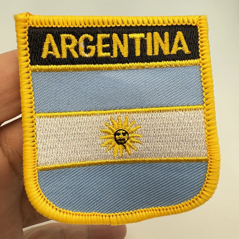 7*6CM Argentina  Shield Shape Iron-on Flag Patch Embroidered Saw on Badges Patches for Clothing