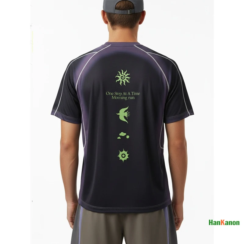 Man Gradient Digital Print Outdoor Sports Short - Sleeve T - Shirt: Breathable & Stylish Top for Spring/Summer Adventures Unisex