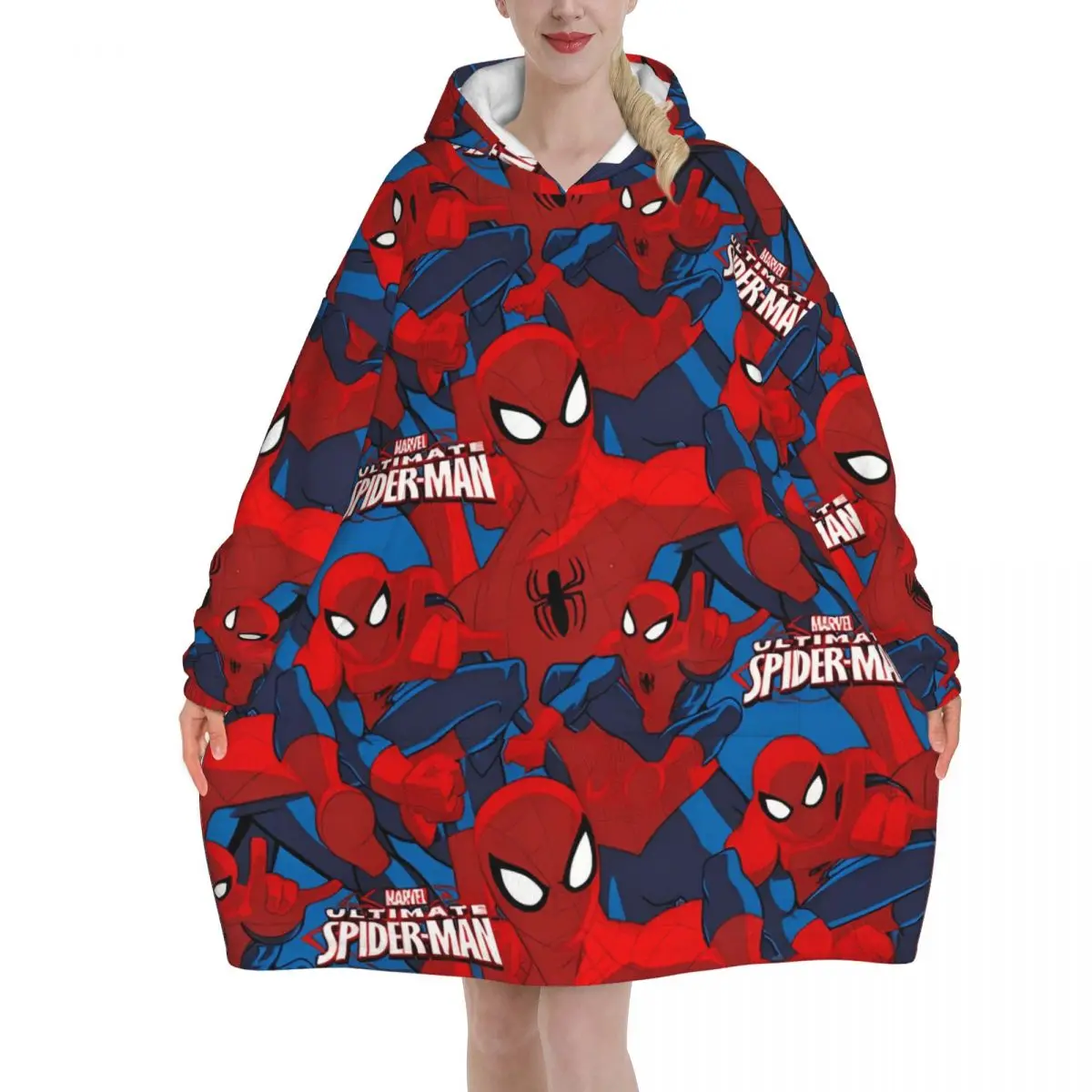 

Oversized Spider Man Spider-Man Wearable Blanket Gifts for Women Men Ultrasoft Plush Warm Sweatshirt Blankets With Pocket