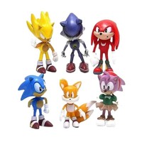 6pcs/lot 6-7cm Sonic PVC Character Toy Hedgehog Shadow Tail Figure Model Dolls Children Animal Toy Birthday Christmas Gift
