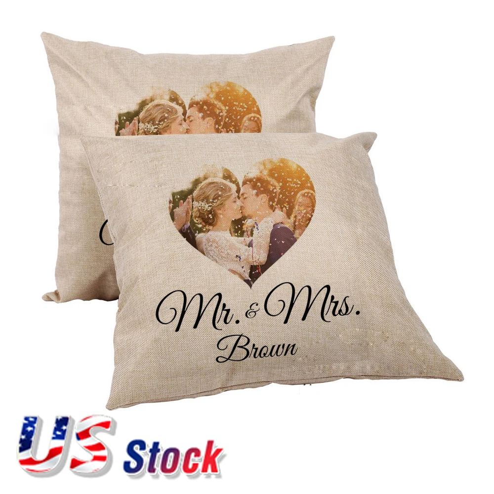 US Stock 10pcs Linen 3D Sublimation Blanks Pillow Case 40cm x 40cm Fashional Cushion Cover Throw Pillow Covers with Zippers Bulk