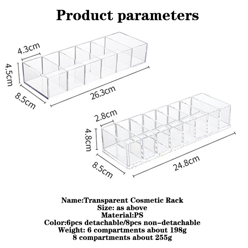 Transparente PP Material Cosmetics Storage Box, Maquiagem Titular, Jóias Make Up Organizer para casa, Desktop de plástico