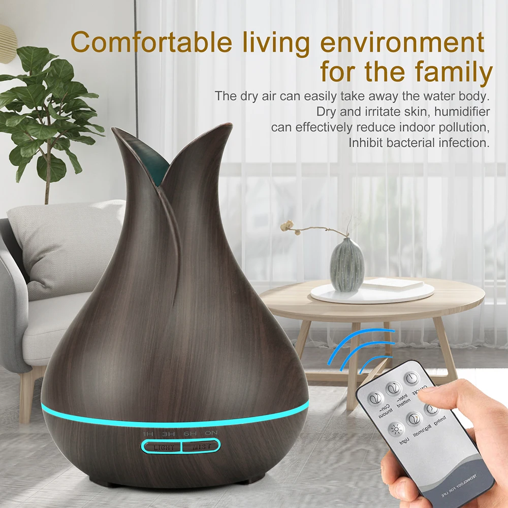 Electric Aroma Diffuser Essential Oil Diffuser Remote Control Air Humidifier Ultrasonic 7 Color LED Lamp Mist Maker Home Office