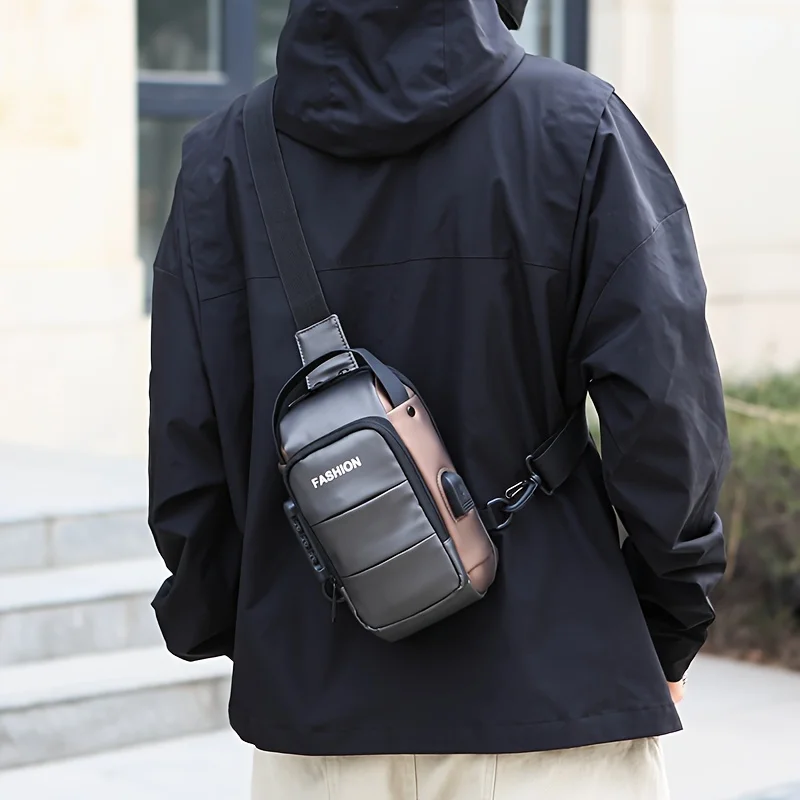 Borsa a tracolla antifurto con blocco password per uomo, borsa a tracolla casual alla moda per i pendolari quotidiani e gli sport all'aria aperta