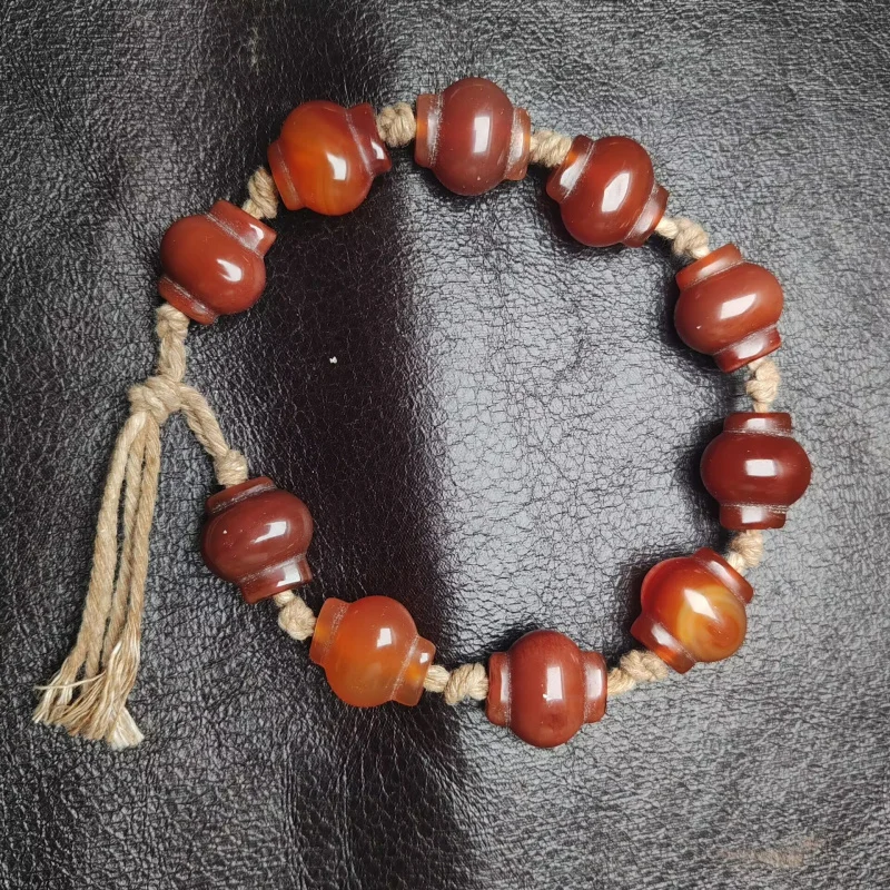 

Old Jade with Old Agate Old Beads Ancient Beads Bracelet Bead String