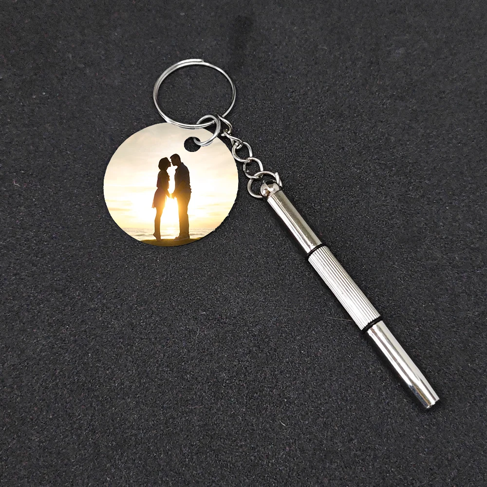 20pc/Lot Metal Sublimation Blank Dad Tool Keychains screwdrive Key Ring Heat Transfer Printing Blank DIY Materials