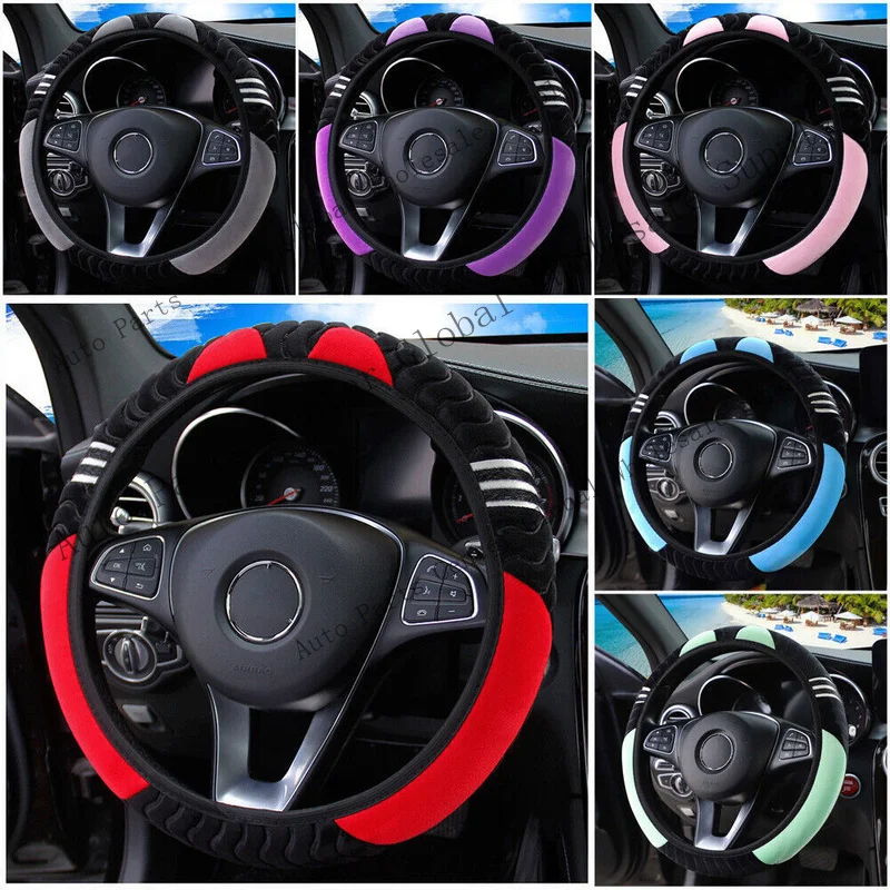 L+ Auto Car Steering Wheel Cover Plush Breathable Anti-slip Protector Accessories
