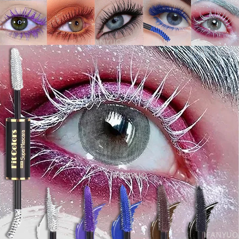 Double Head Colorful Mascara Waterproof Fast Dry Eyelashes Thick Curling Extension Make-Up Eyelashe Blue Purple White Mascara