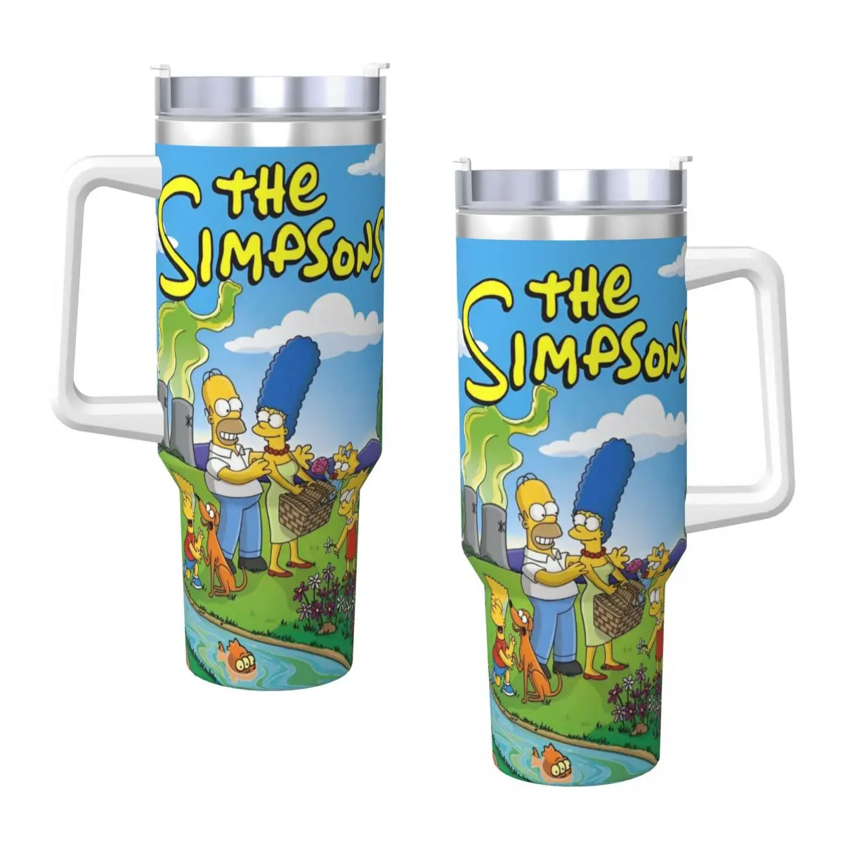 Stainless Steel Tumbler The Simpsons Cartoon Thermal Cups Insulated Cold Drink Mugs Cup Beach Custom DIY Water Bottle