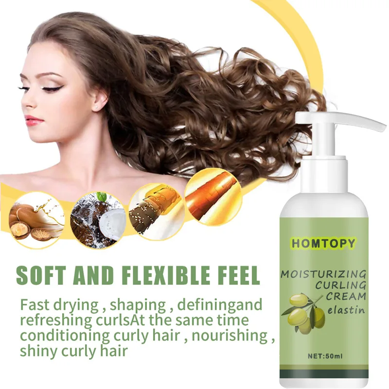 50ml Hair Volumizing Cream Hair Conditioner Volume Lift Styling Mousse Curly Hair Elastin Curl Defining Cream for Wavy Hairs