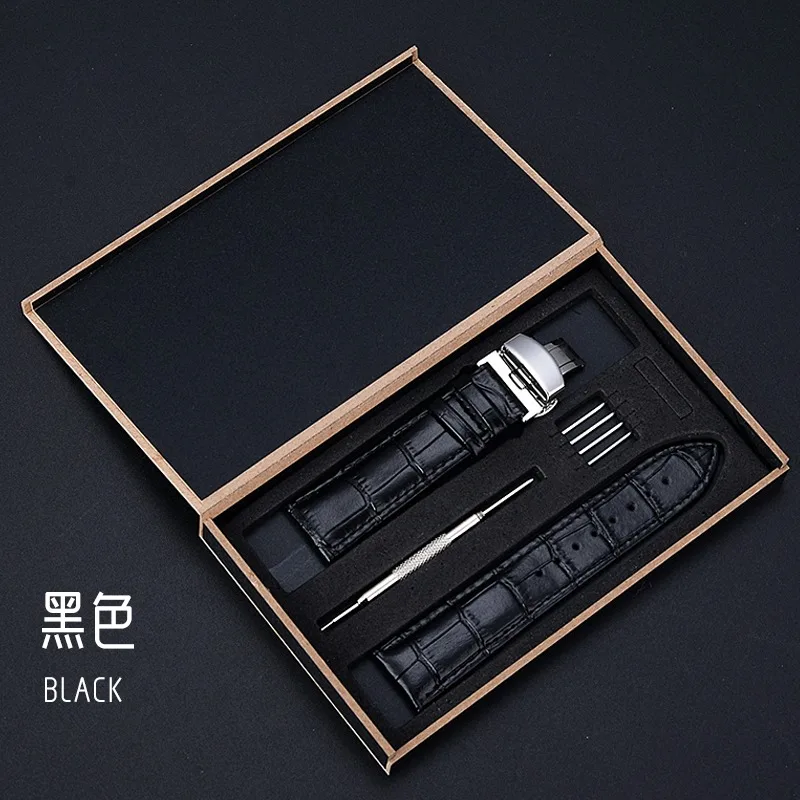 2026 جديد جلد طبيعي حزام مع صندوق حزام فراشة مشبك سوار 20 مللي متر 21 مللي متر 22 مللي متر 23 مللي متر 24 مللي متر معصمه ساعة اكسسوارات