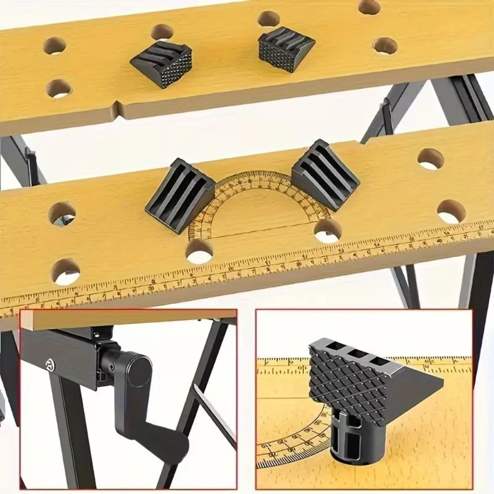 Banco de Trabajo Plegable Portátil, Mesa de Carpintería Ligera con Estructura Resistente, Banco Compacto para Bricolaje, para Reparaciones y Proyectos en Garaje/Taller/Hogar, 1 Pieza