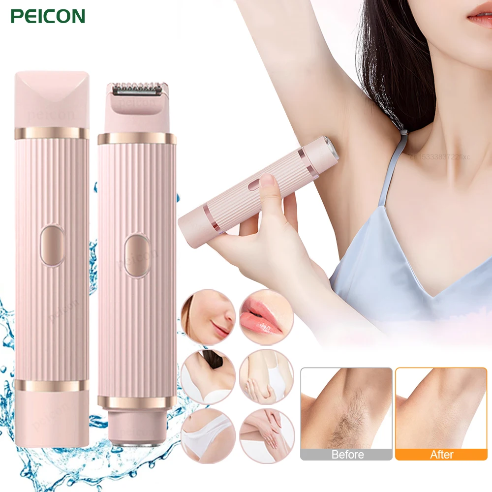 Electric Shaver for Women Bikini Trimmer Facial Mustache Hair Removal Razor Ladies Face Underarm Legs Electric Painless Epilator