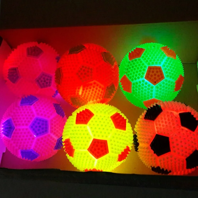 Squeak Light Soccer Ball for Dog, Chew Toy, Clean Teeth, Promotes Dental Health, Flashing LED Sound, Bouncy Rubber Ball, 1Pc view 2