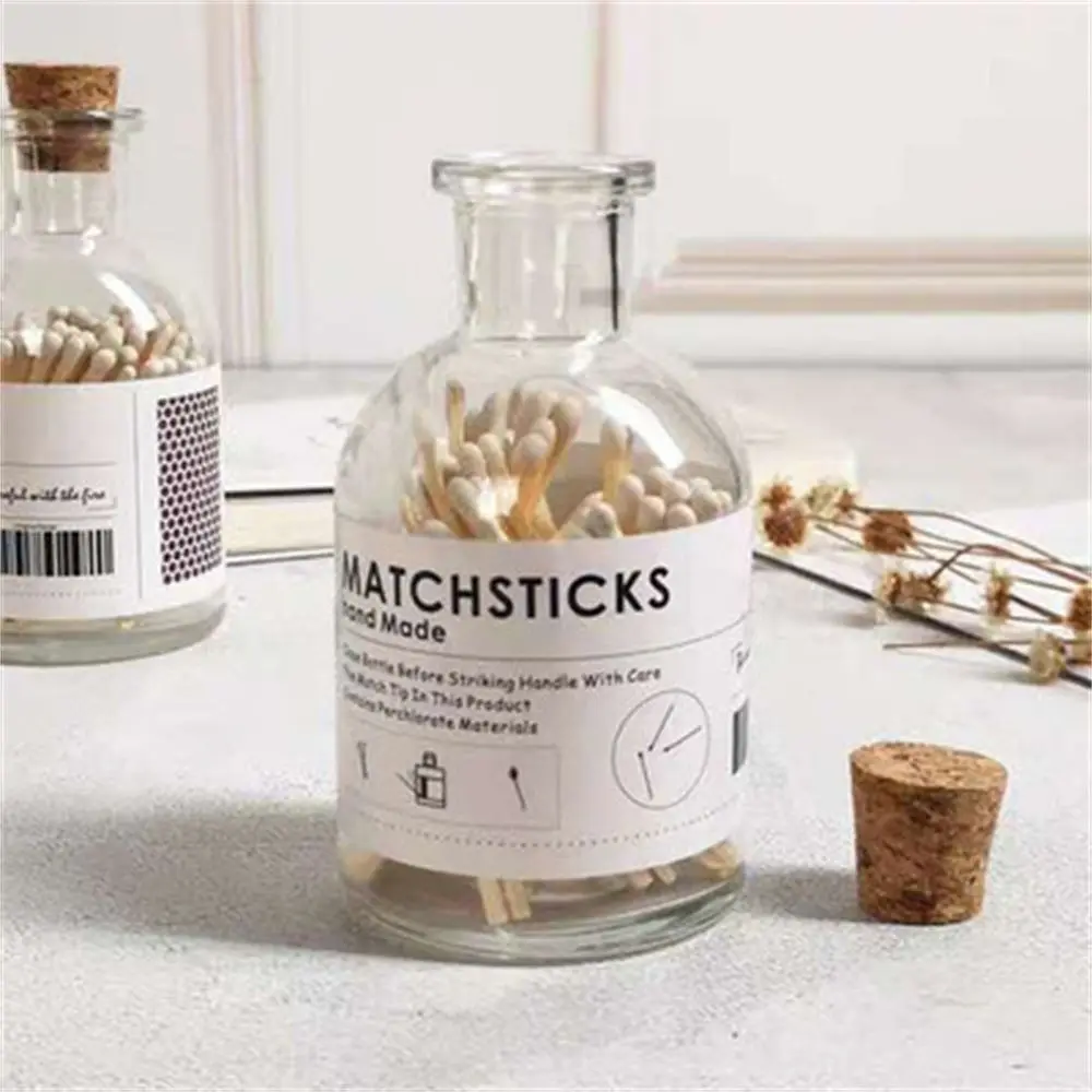 Retro Matches Cotton Swab Bedroom Transparent Glass Storage Bottle Diffuse Empty Bottle Scented Candle Match Bottle