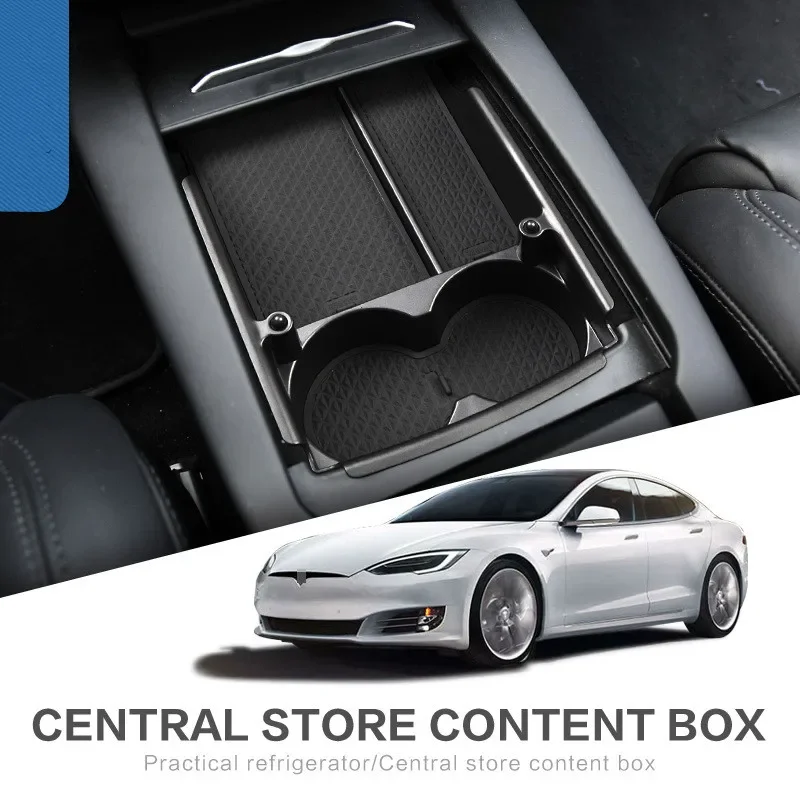 For Tesla Model S Model X Accessories Center Console ABS Tray Organizer Central Armrest Lower Storage Box органайзер 자동차용품